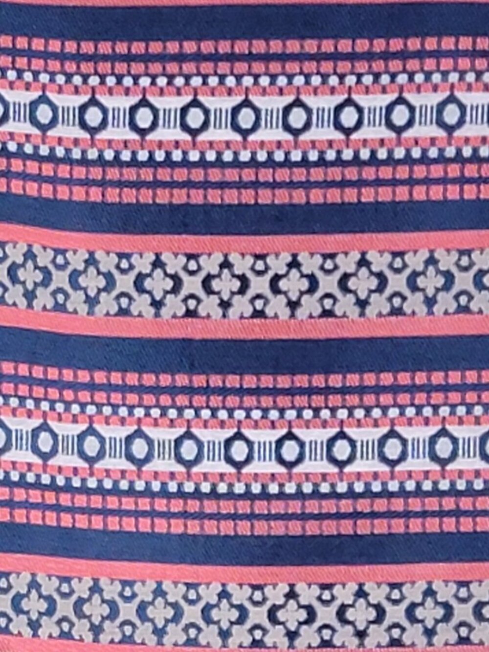 LOFT Coral Navy Gold Tan Aztec Stripe Cotton Blend A-line Mini Skirt - 2P - Picture 3 of 9